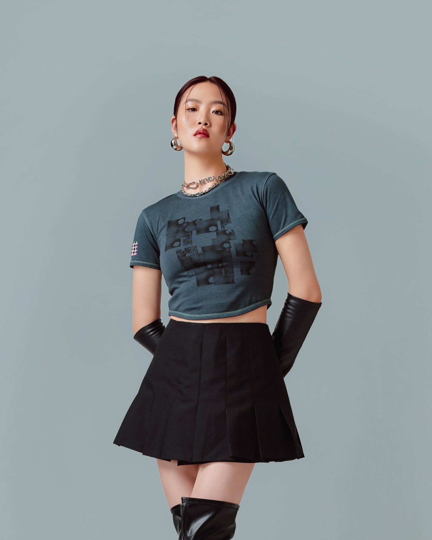 DARK GREY CROP TOP BABY TEE - MOLD PROBLEM