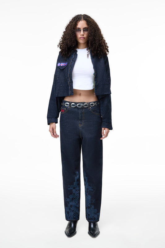 DENIM CROP BOMBER JACKET - TOTEM
