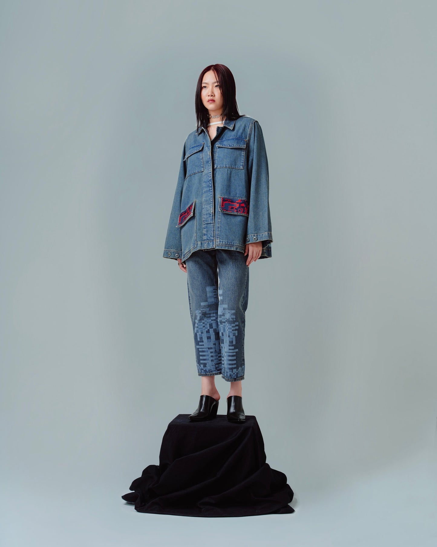 DENIM OVERSIZE JACKET - CORAL BIOME