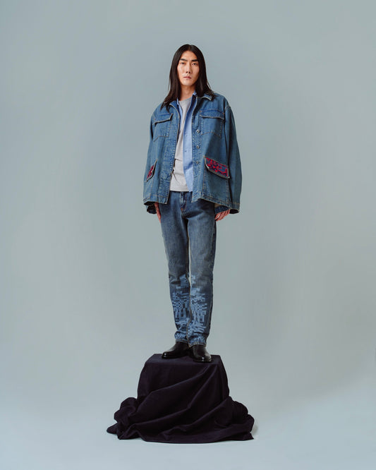 DENIM OVERSIZE JACKET - CORAL BIOME