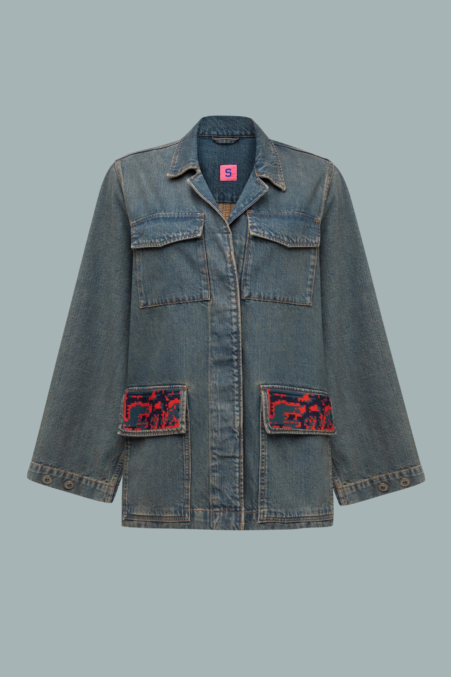 DENIM OVERSIZE JACKET - CORAL BIOME