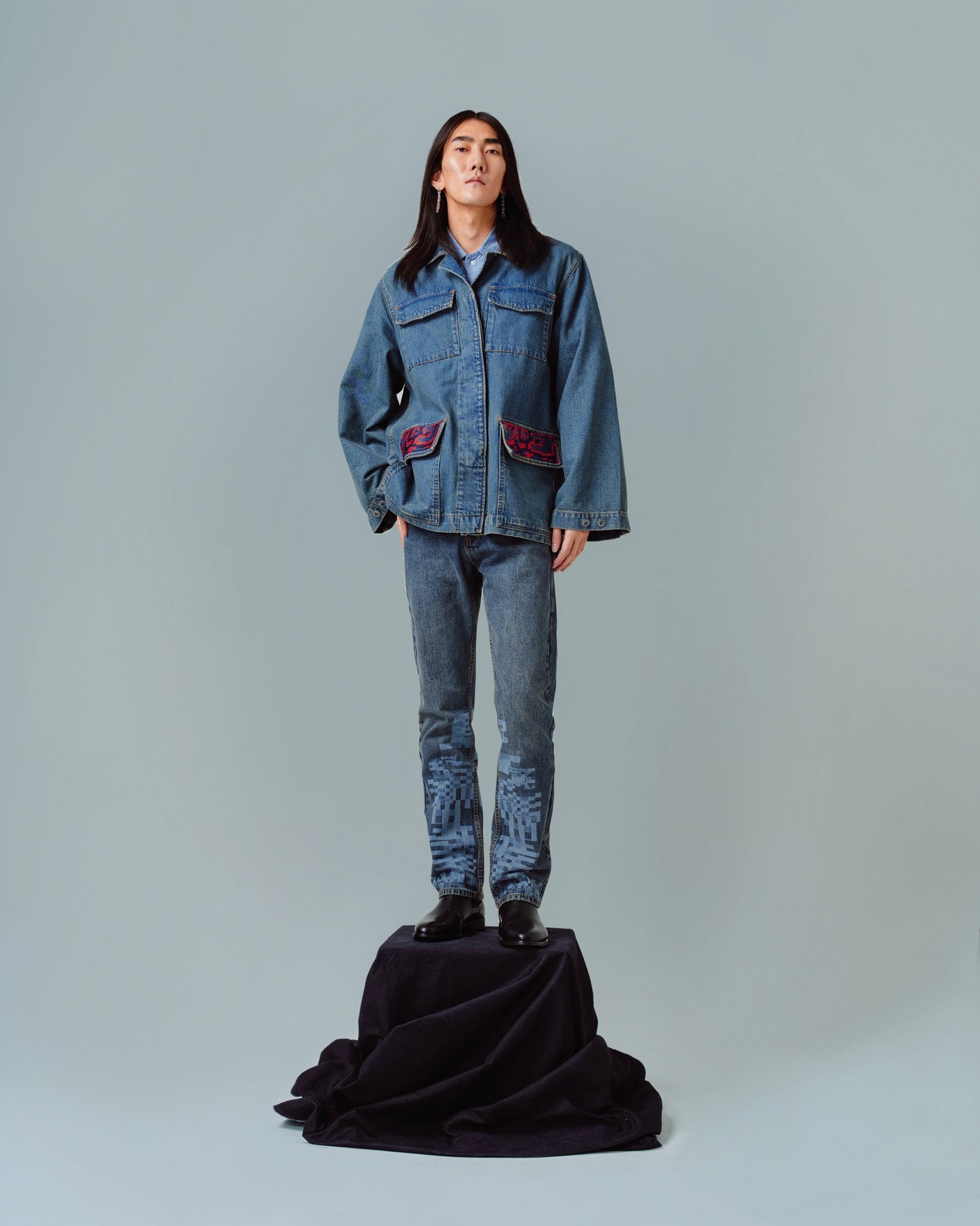 DENIM OVERSIZE JACKET - CORAL BIOME